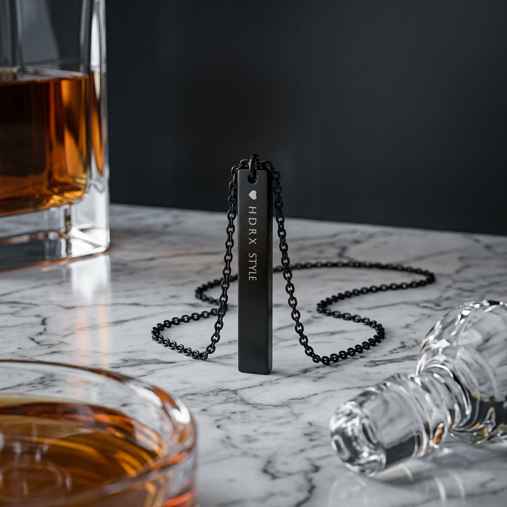 Engraved Vertical Bar Necklace